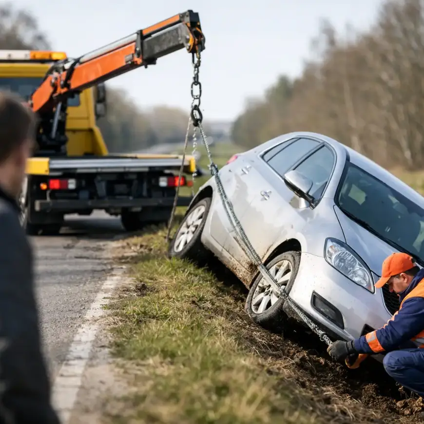 Wyciąganie auta z rowu – co robić od razu