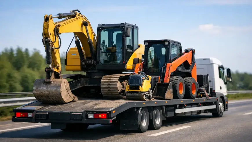 Transport lawetą sprzętu budowlanego