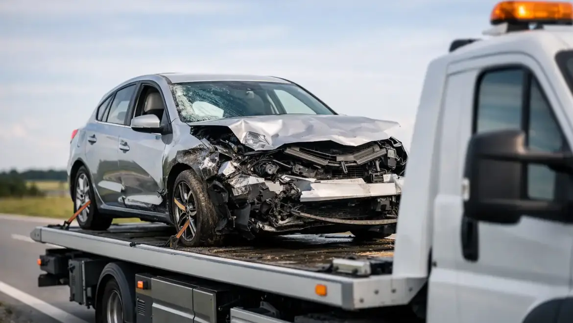Transport auta po szkodzie całkowitej lawetą
